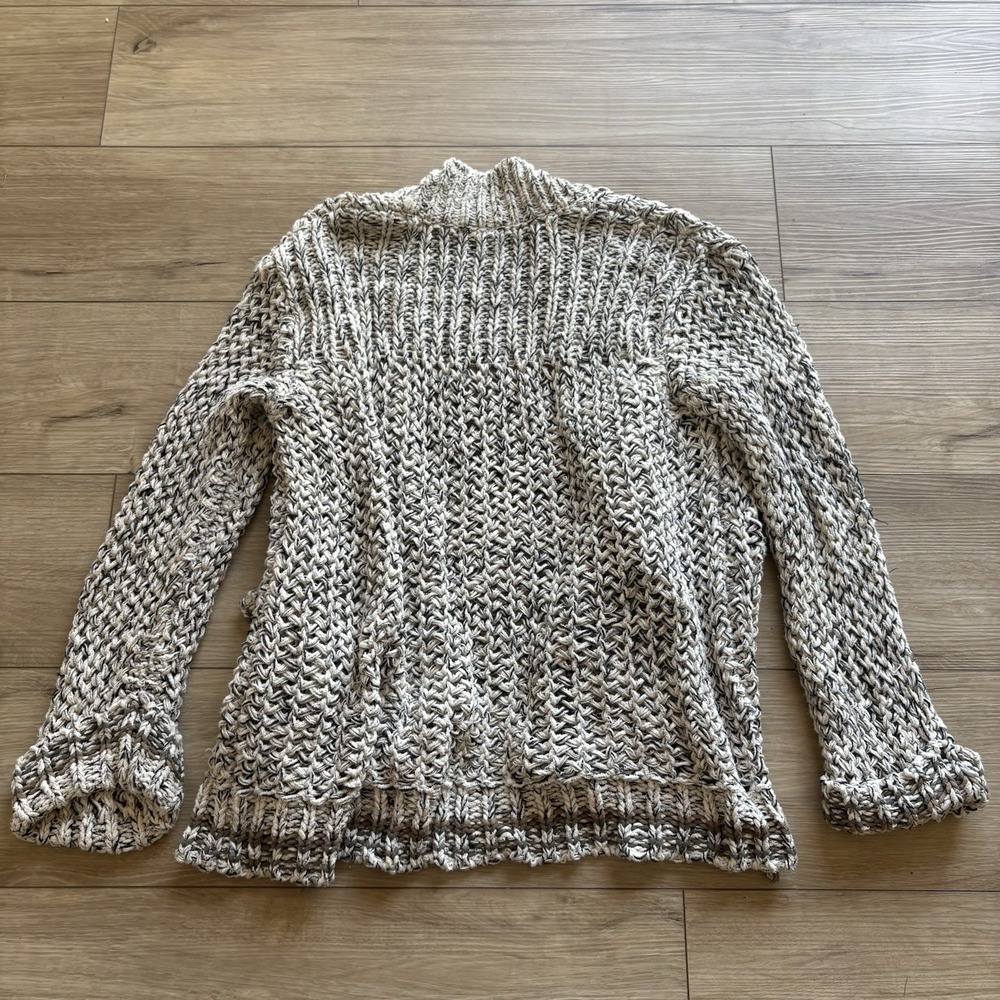 Free People Sweater XS Gray‎ Knit Heavy Thick Cotton Cardigan Open Oversized - Picture 5 of 5